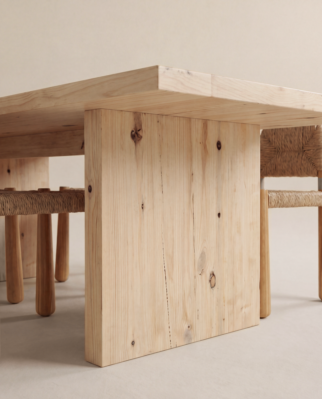 Byron Dining Table — panel leg and underside