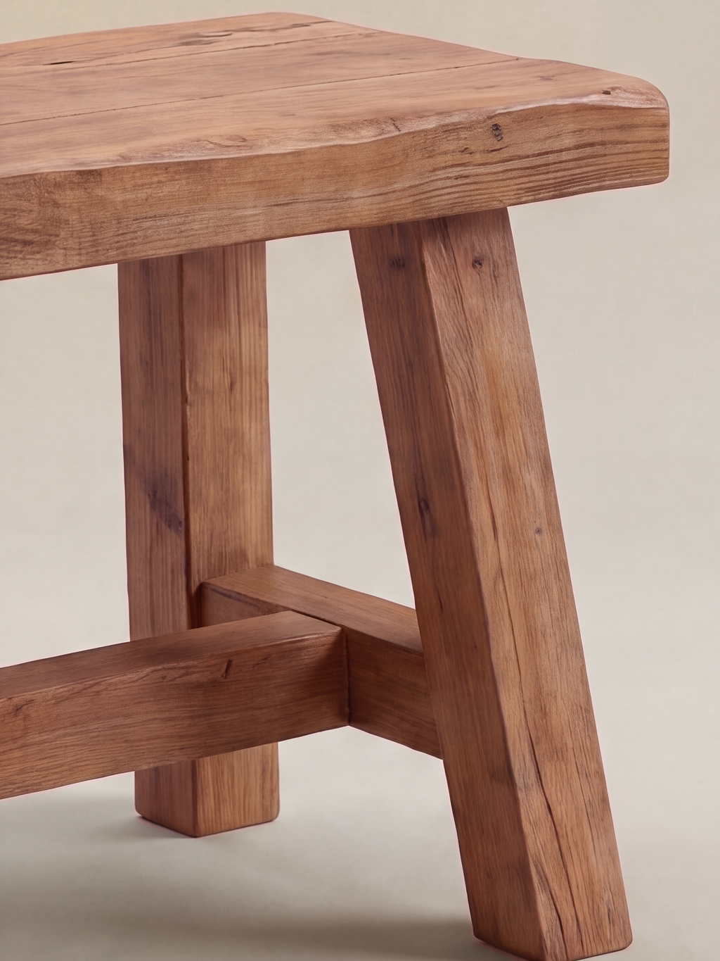 Farmhouse Display Stool — seat edge and splayed leg