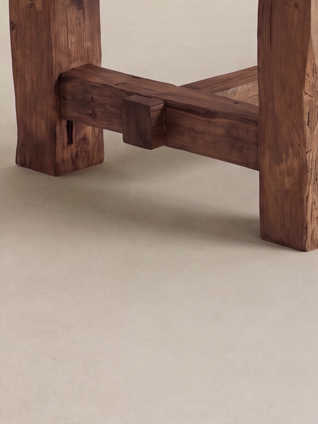 Fuji Dining Table — exposed stretcher joint