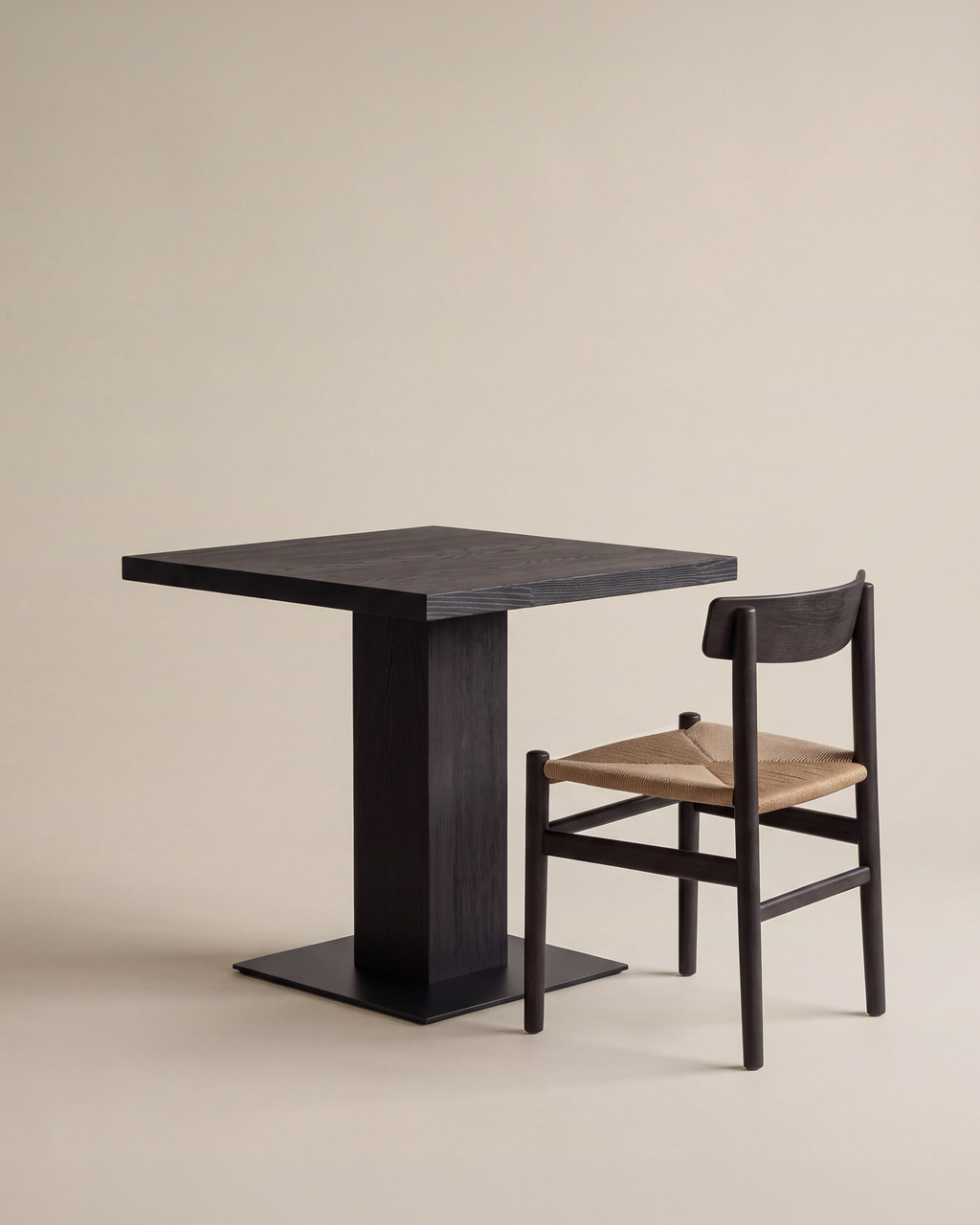 Square Table Timber Base in Carbon Black