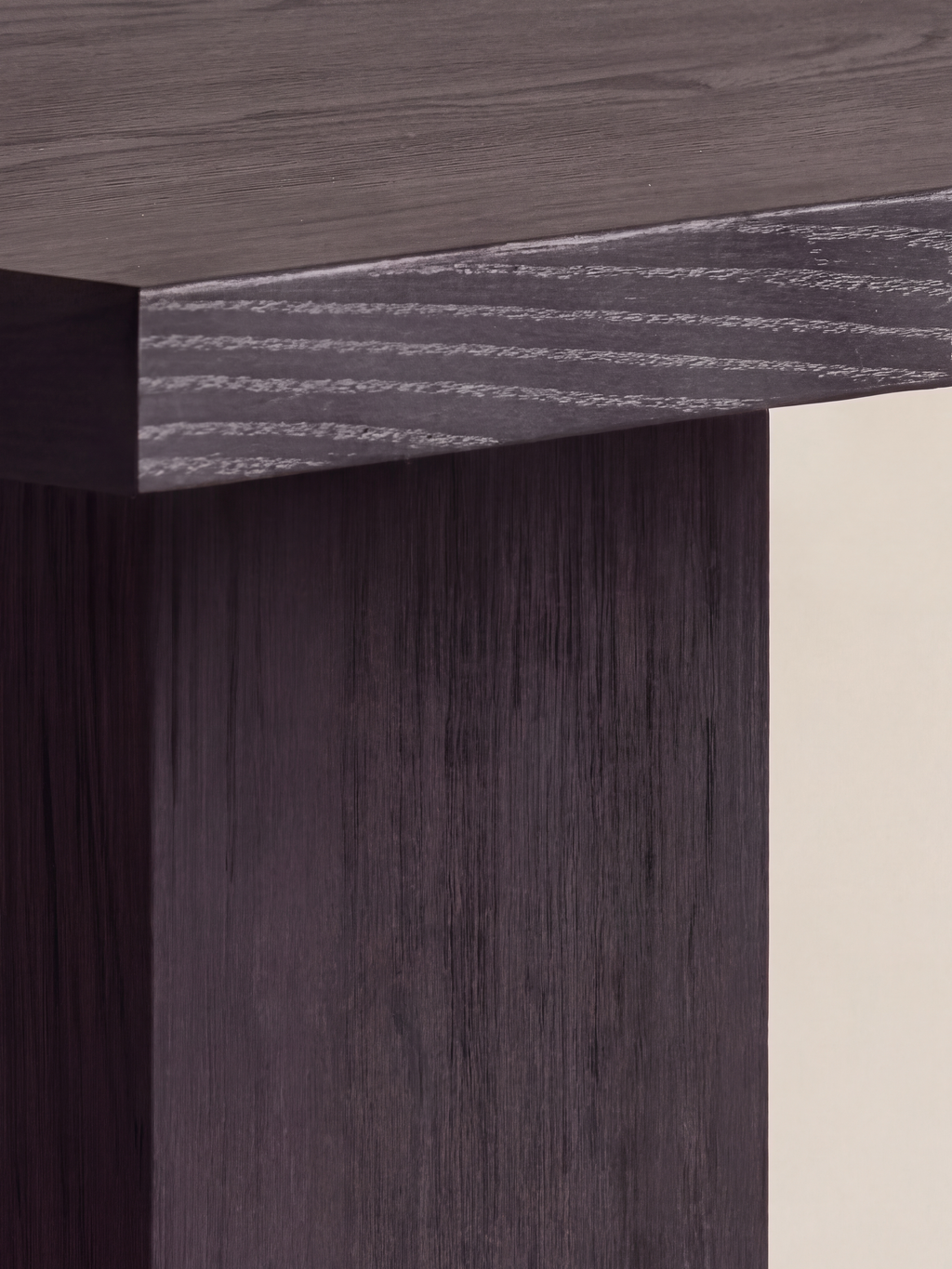 Square Table Timber Base — tabletop edge and junction