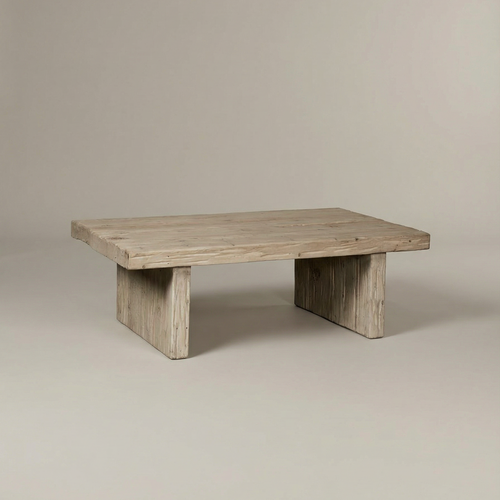 Wooden coffee table on a plain background