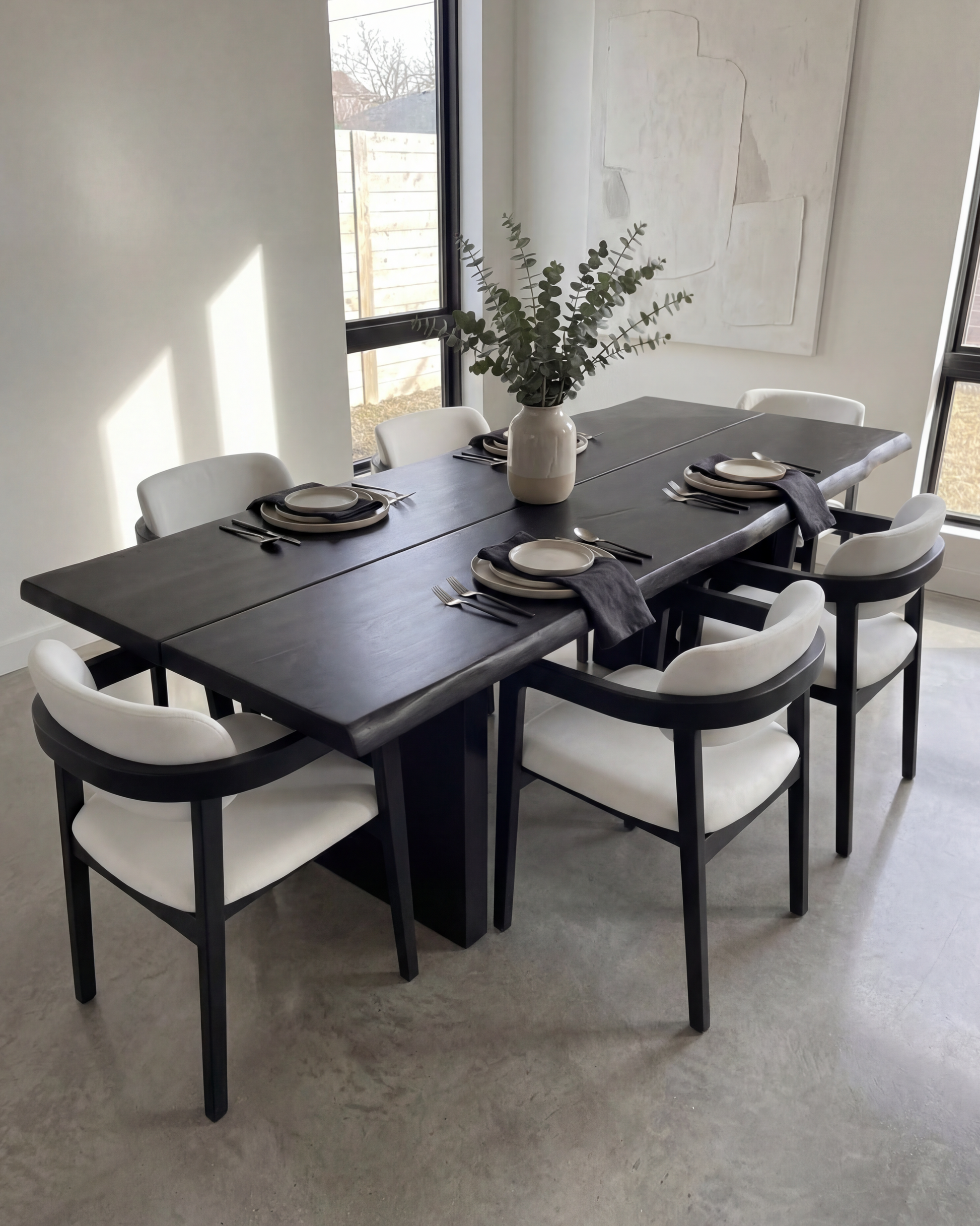 Black Slab Dining Table (live edge)