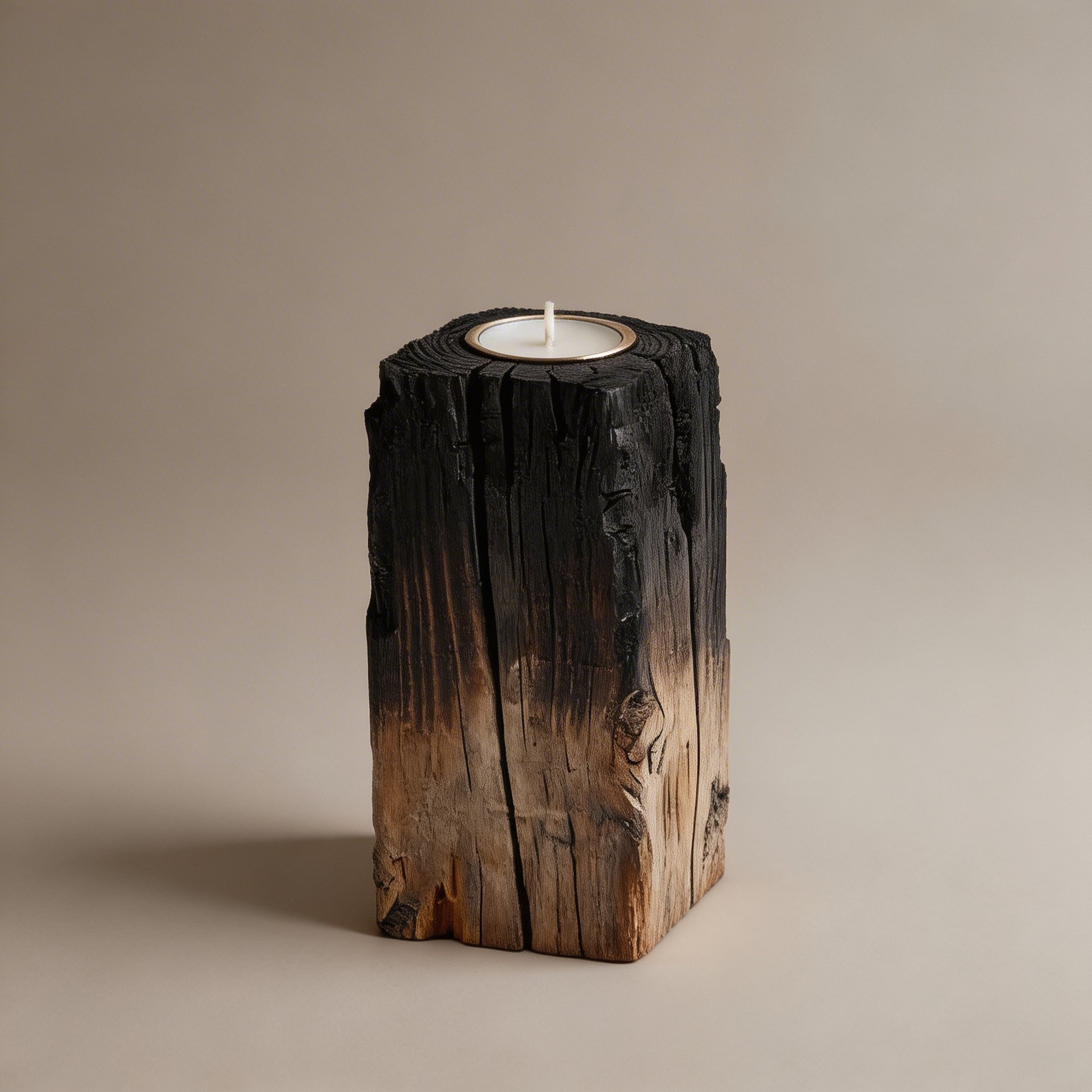 Charred Candle Holder